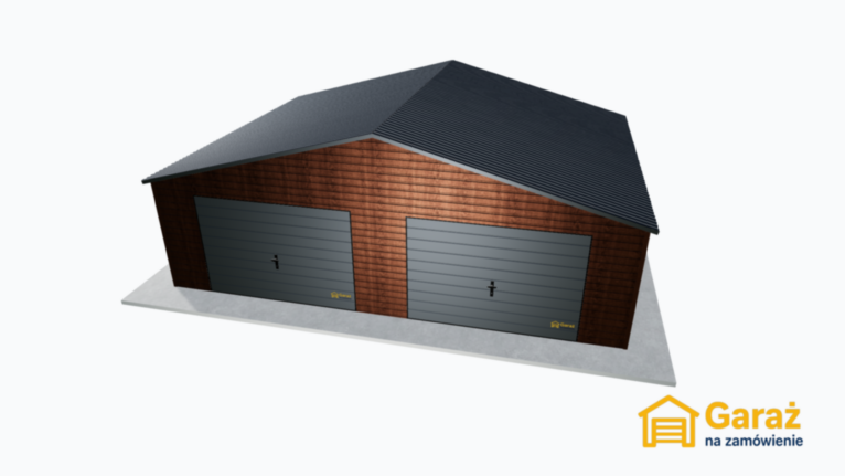 Garaż blaszany 8×6 dwuspadowy drewnopodobny