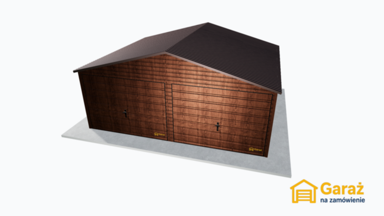 Ciemny Orzech – dwuspadowy garaż 6×5 w klasycznej bryle