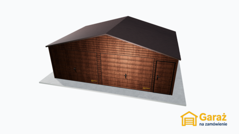 Dwuspadowy garaż 7×5 w kolorze Ciemny Orzech