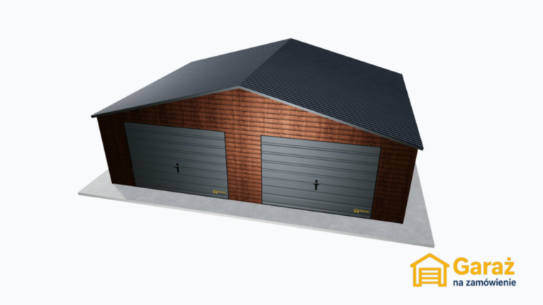 Garaż blaszany 8×6 dwuspadowy drewnopodobny