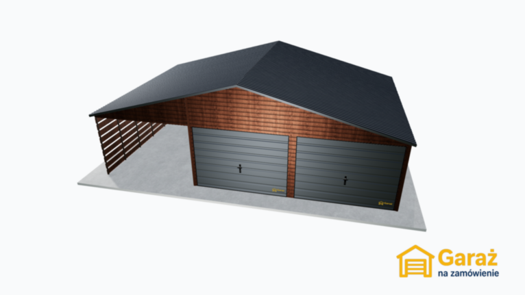 Garaż blaszany 9×6 dwuspadowy z wiatą