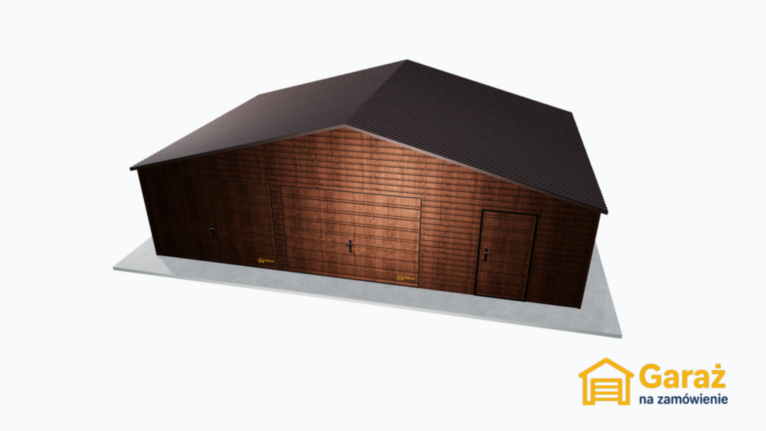 Przestronny garaż drewnopodobny 9×6 z dachem dwuspadowym