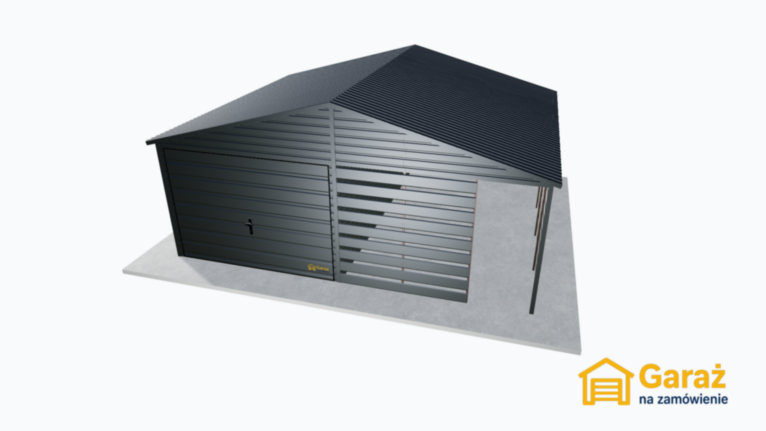 Dwuspadowy garaż z wiatą – funkcjonalny układ 6×5