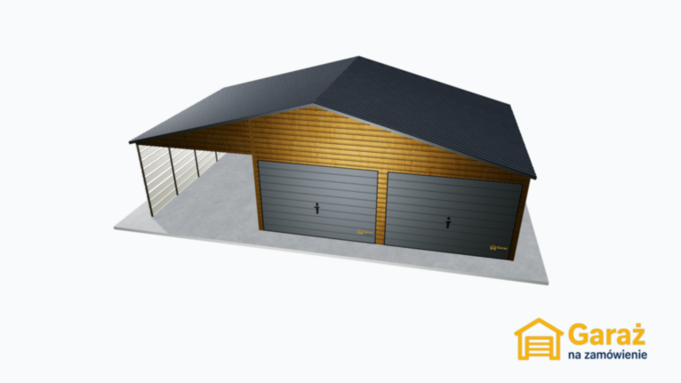 Garaż blaszany 9×6 dwuspadowy drewnopodobny PREMIUM