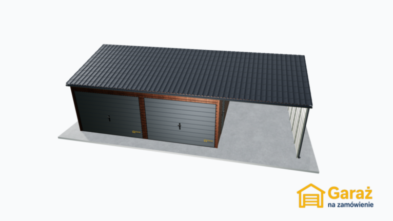 Garaż blaszany 9×6 PREMIUM dwuspadowy przód/tył