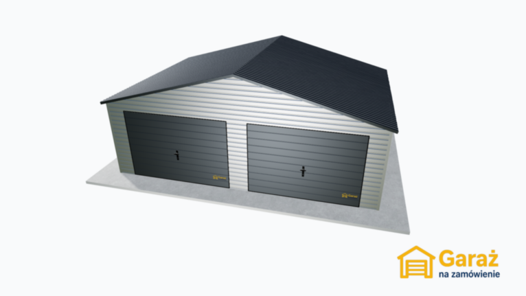 Dwuspadowy garaż blaszany 7×5 w kolorze aluminium