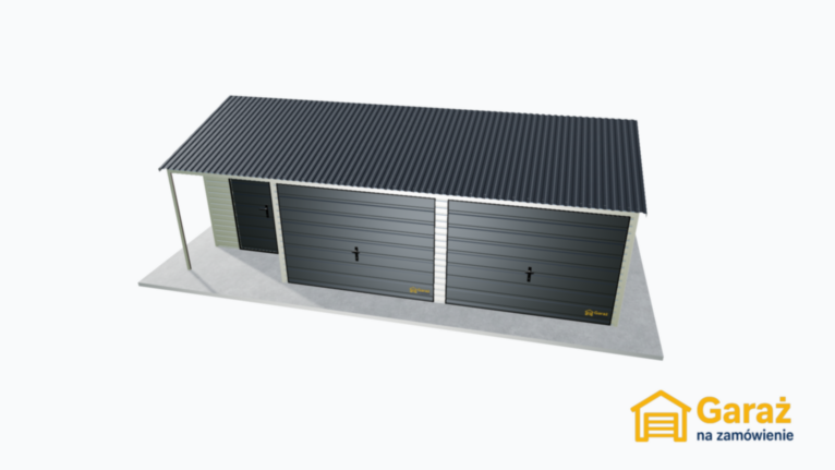Garaż blaszany 8×6 PREMIUM z wnęką