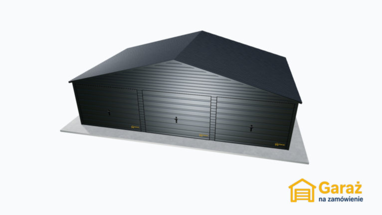 Garaż blaszany 9×5,5 dwuspadowy GRAFIT PREMIUM