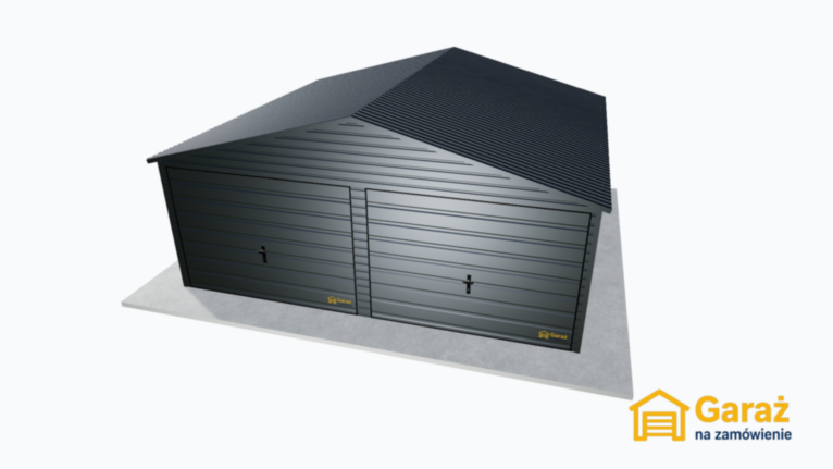 Grafitowy garaż PREMIUM 6×5,5 z dachem dwuspadowym